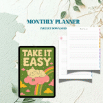 take it easy journal | 234 notes pages & monthly calendar