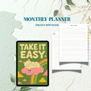 take it easy journal | 234 notes pages & monthly calendar