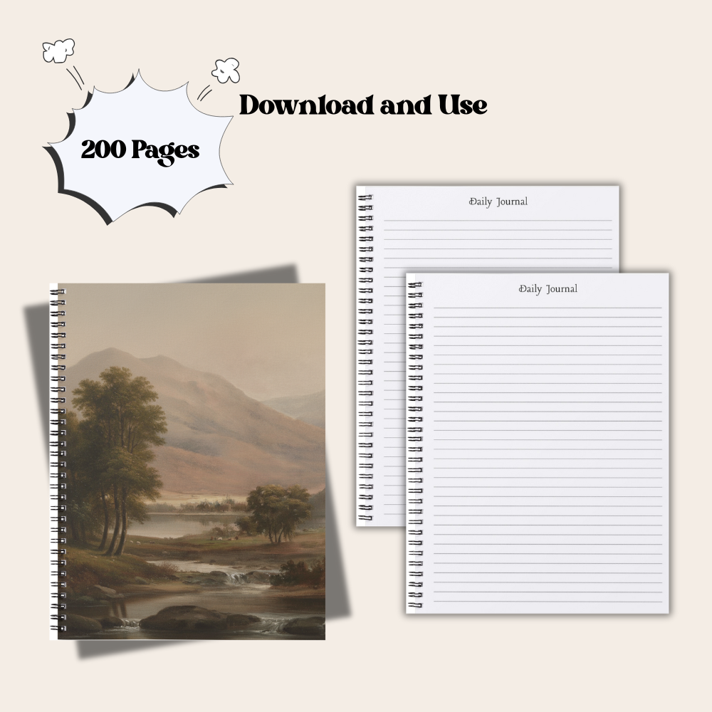 digital lined journal | 200 pages | 8.5 x 11 inch download